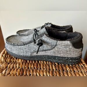 Hey Dude Wally Stitch Storm Cloud Grey Slip-On Loafers with Toggle Lace
